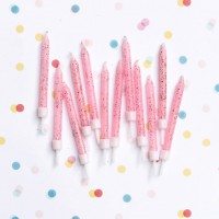 VELAS CUMPLEAÑOS PURPURINA 12 uds.